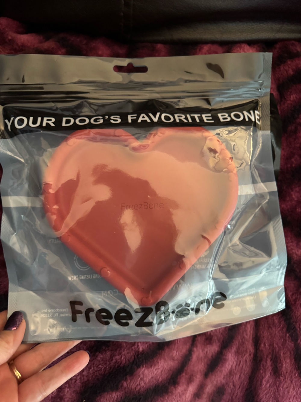 Freezbone L red heart dog treat, bowl, toy, freezer lick mat NEW